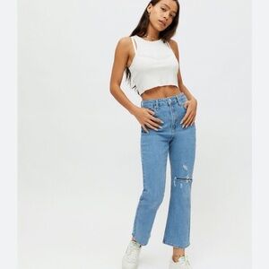 BDG Urban Outfitters High Waist Straight Kick Flare Jean Light Distressed Sz 31